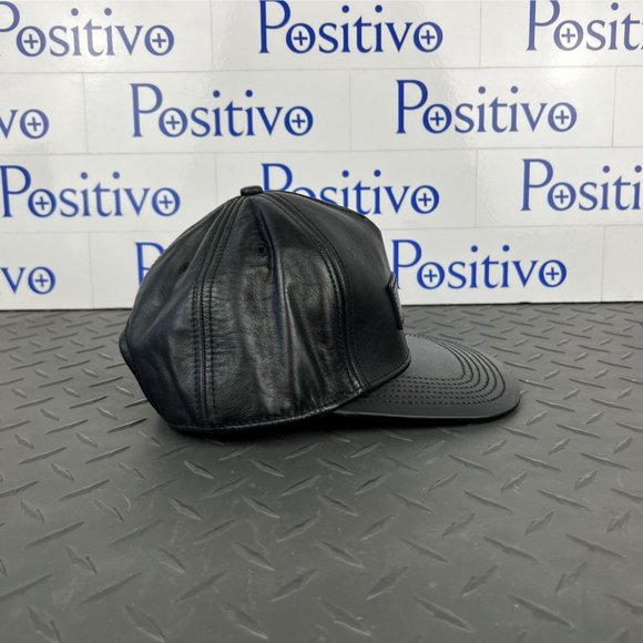 Buscemi Postback Black Smooth Cow Leather Hat SAMPLE - Picture 4 of 8